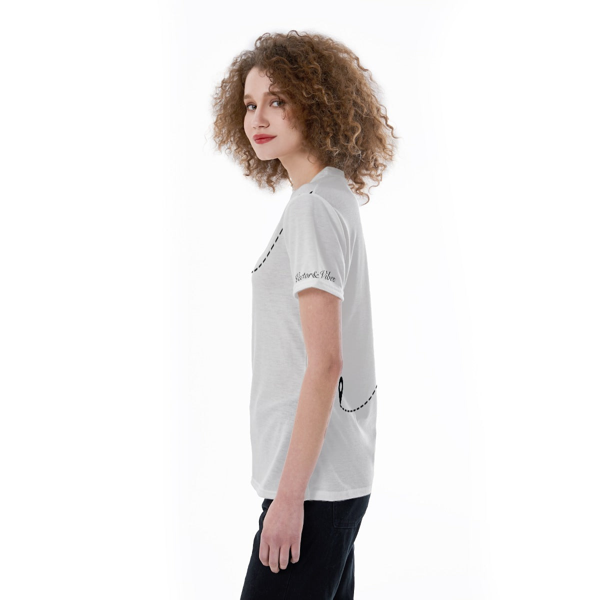 Women’s Aircraft Flight Path Graphic Tee – V-Neck Aviation Style