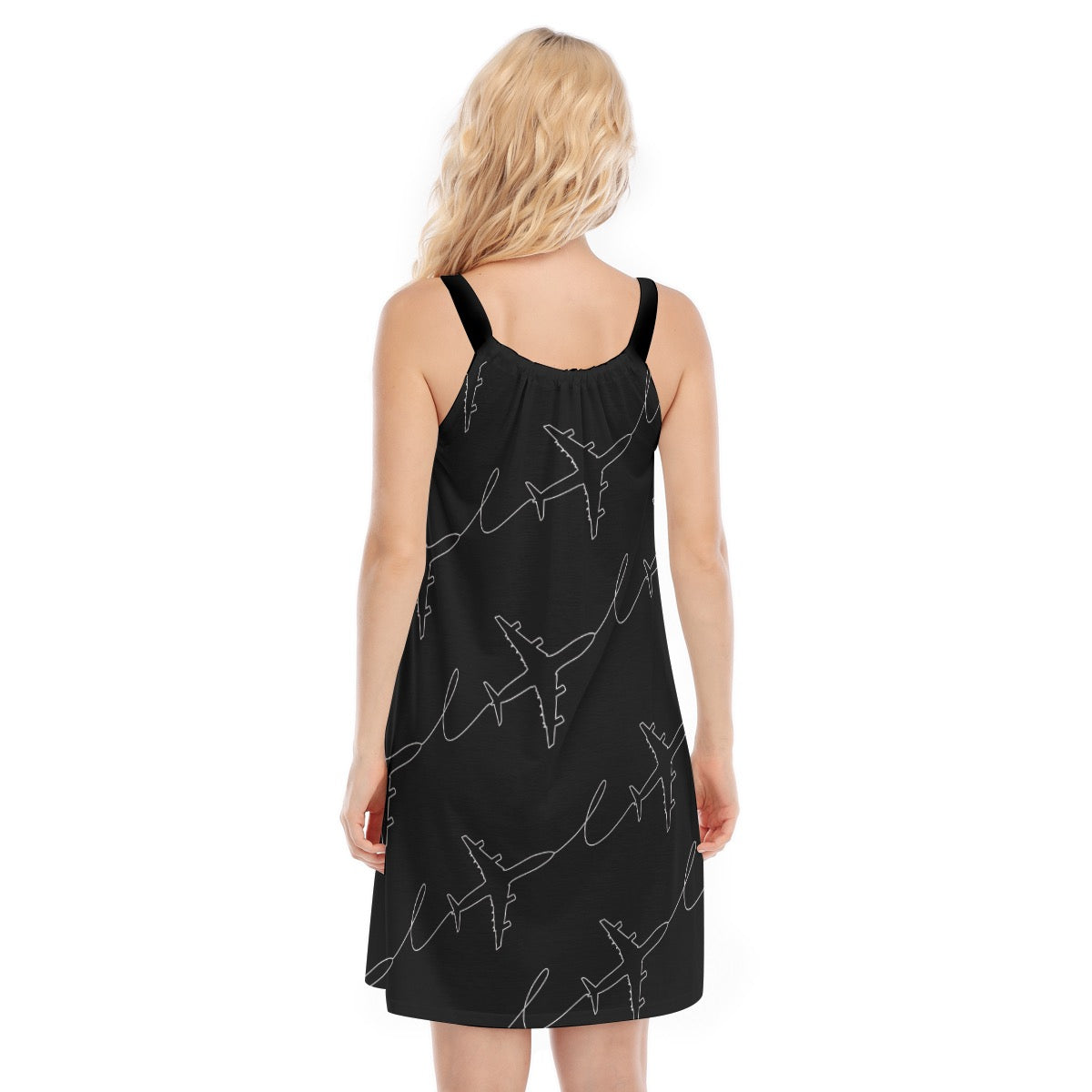 Women’s Aircraft Flight Path Graphic Cami Dress – Flowy Aviation Style