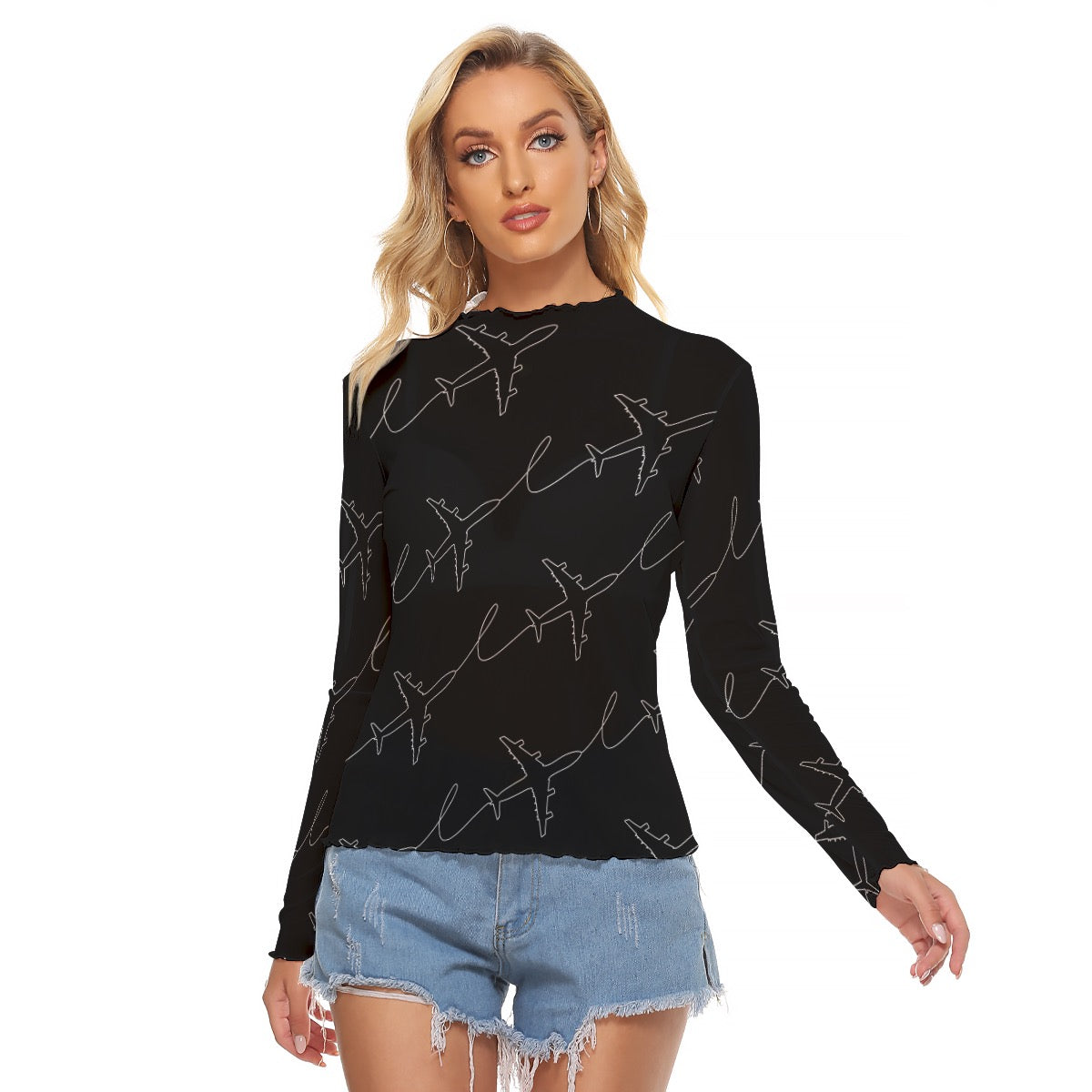 Women’s Mach One Graphic Mesh Top – Long Sleeve Aviation Style